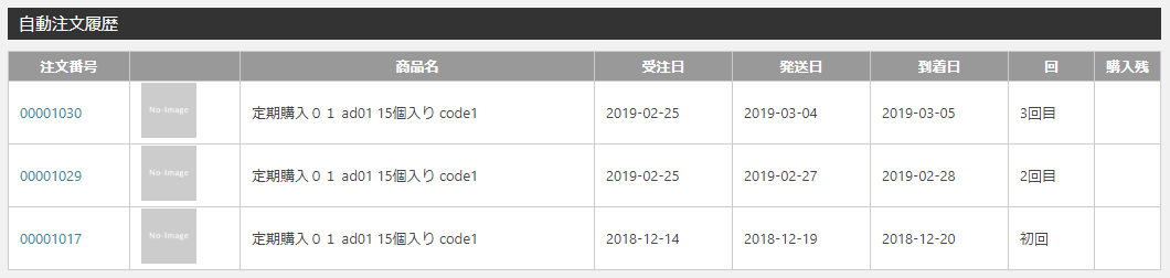 自動注文履歴ブロック