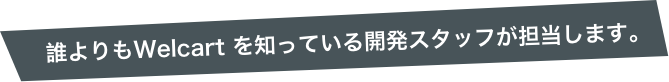 誰よりもWelcart を知っている開発スタッフが担当します。