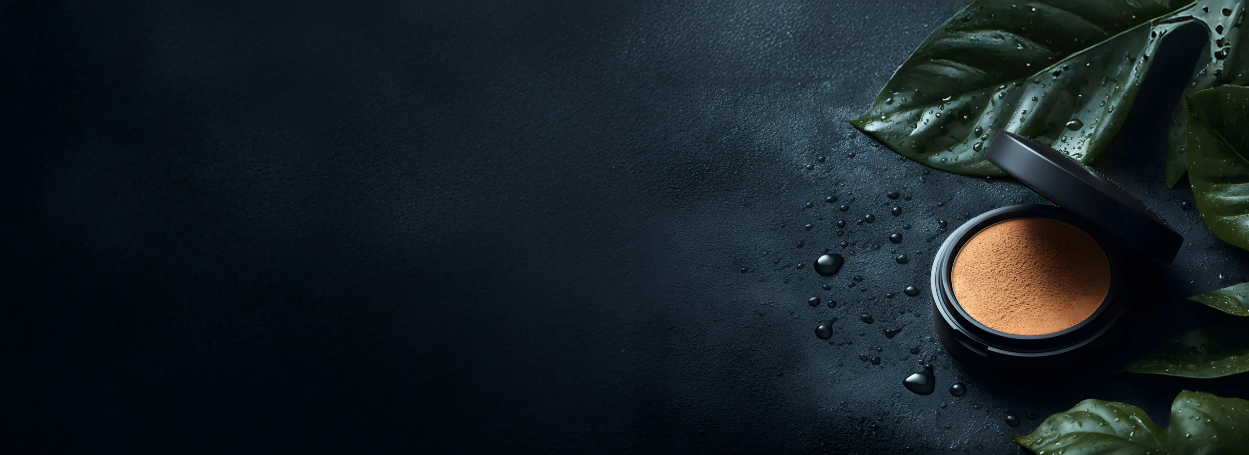 Welcart 和音（黒曜） ブラックの自然素材のオーガニックコスメを背景にした落ち着いたイメージ画像